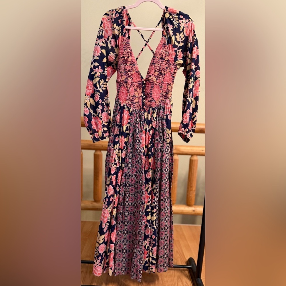 Free People “A New Way” Maxi Dress – Navy Combo – Size S 🌸 - Picture 6 of 9